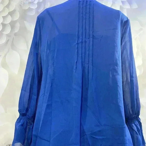 Valerie Stevens Womens Galaxy Blue Blouse - Picture 3 of 10
